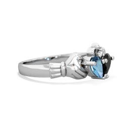 Blue Topaz 'Our Heart' Claddagh 14K White Gold ring R2388