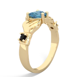 Blue Topaz Claddagh Keepsake 14K Yellow Gold ring R5245