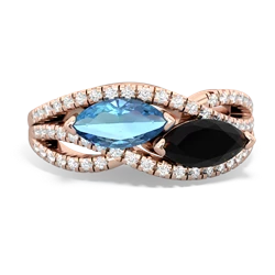 Blue Topaz Diamond Rivers 14K Rose Gold ring R3070