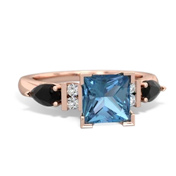 Blue Topaz 6Mm Princess Eternal Embrace Engagement 14K Rose Gold ring C2002