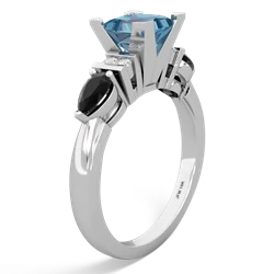 Blue Topaz 6Mm Princess Eternal Embrace Engagement 14K White Gold ring C2002