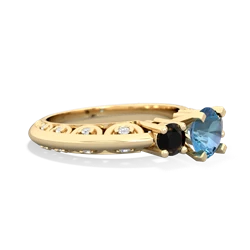 Blue Topaz Art Deco Eternal Embrace Engagement 14K Yellow Gold ring C2003