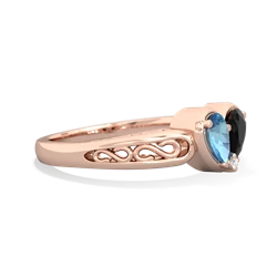 Blue Topaz Filligree 'One Heart' 14K Rose Gold ring R5070