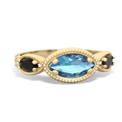 Blue Topaz Milgrain Marquise 14K Yellow Gold ring R5700