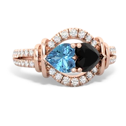 Blue Topaz Art-Deco Keepsake 14K Rose Gold ring R5630