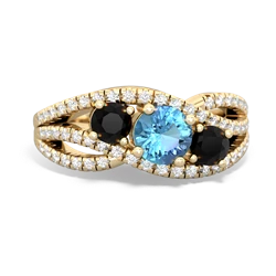 Blue Topaz Three Stone Aurora 14K Yellow Gold ring R3080