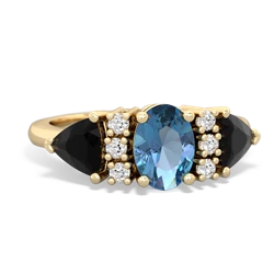 Blue Topaz Antique Style Three Stone 14K Yellow Gold ring R2186