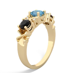 Blue Topaz Hugs And Kisses 14K Yellow Gold ring R5016