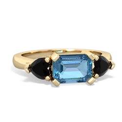 Blue Topaz Three Stone 14K Yellow Gold ring R5235