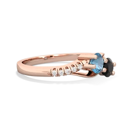 Blue Topaz Infinity Pave Two Stone 14K Rose Gold ring R5285