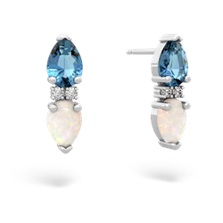 Blue Topaz Bowtie Drop 14K White Gold earrings E0865