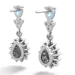 Blue Topaz Halo Pear Dangle 14K White Gold earrings E1882