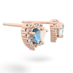 Blue Topaz Halo 14K Rose Gold earrings E7008