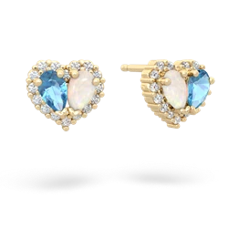 Blue Topaz Halo 14K Yellow Gold earrings E7008