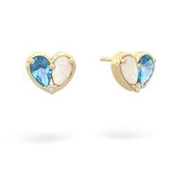 Blue Topaz 'Our Heart' 14K Yellow Gold earrings E5072