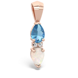 Blue Topaz Bowtie Drop 14K Rose Gold pendant P0865