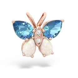 Blue Topaz Butterfly 14K Rose Gold pendant P2215