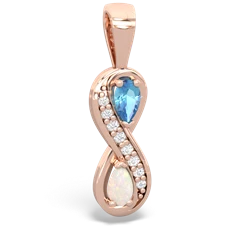 Blue Topaz Diamond Infinity 14K Rose Gold pendant P5390