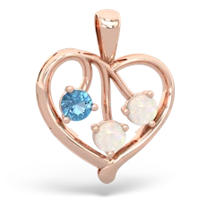 Blue Topaz Glowing Heart 14K Rose Gold pendant P2233