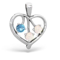 Blue Topaz Glowing Heart 14K White Gold pendant P2233