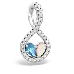 Blue Topaz Pave Twist 'One Heart' 14K White Gold pendant P5360