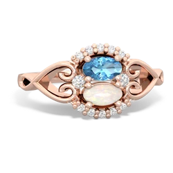 Blue Topaz Love Nest 14K Rose Gold ring R5860