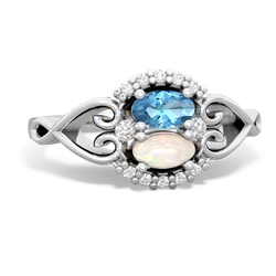 Blue Topaz Love Nest 14K White Gold ring R5860