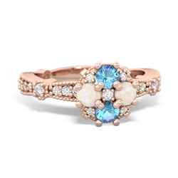 Blue Topaz Sparkling Tiara Cluster 14K Rose Gold ring R26293RD