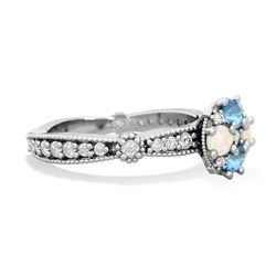 Blue Topaz Sparkling Tiara Cluster 14K White Gold ring R26293RD