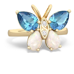 Blue Topaz Butterfly 14K Yellow Gold ring R2215