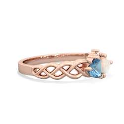 Blue Topaz Heart To Heart Braid 14K Rose Gold ring R5870