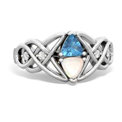 Blue Topaz Keepsake Celtic Knot 14K White Gold ring R5300