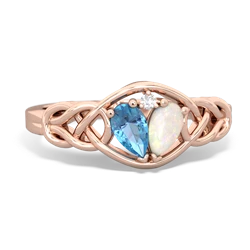 Blue Topaz Celtic Love Knot 14K Rose Gold ring R5420