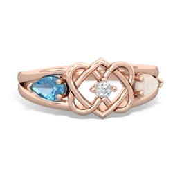 Blue Topaz Hearts Intertwined 14K Rose Gold ring R5880