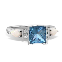 Blue Topaz 6Mm Princess Eternal Embrace Engagement 14K White Gold ring C2002