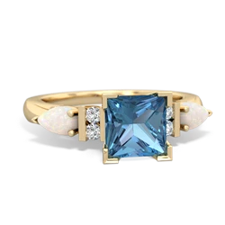 Blue Topaz 6Mm Princess Eternal Embrace Engagement 14K Yellow Gold ring C2002