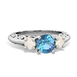 Blue Topaz Art Deco Eternal Embrace Engagement 14K White Gold ring C2003