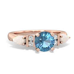 Blue Topaz 6Mm Round Eternal Embrace Engagement 14K Rose Gold ring R2005