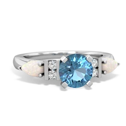 Blue Topaz 6Mm Round Eternal Embrace Engagement 14K White Gold ring R2005