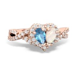 Blue Topaz Diamond Twist 'One Heart' 14K Rose Gold ring R2640HRT