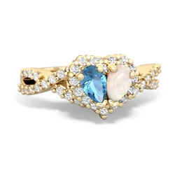 Blue Topaz Diamond Twist 'One Heart' 14K Yellow Gold ring R2640HRT