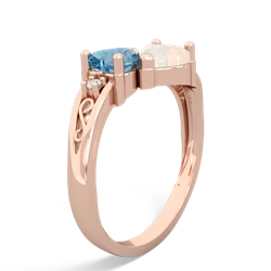 Blue Topaz Snuggling Hearts 14K Rose Gold ring R2178