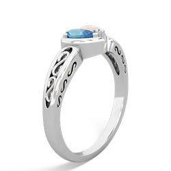 Blue Topaz Filligree 'One Heart' 14K White Gold ring R5070