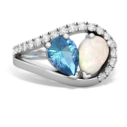 Blue Topaz Nestled Heart Keepsake 14K White Gold ring R5650