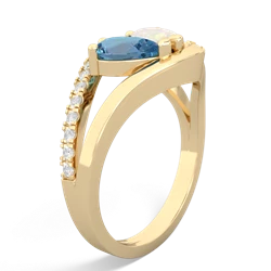 Blue Topaz Nestled Heart Keepsake 14K Yellow Gold ring R5650