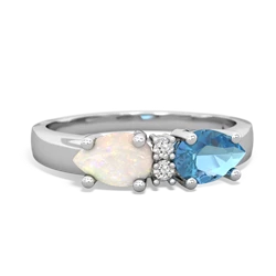 Blue Topaz Pear Bowtie 14K White Gold ring R0865