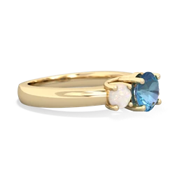 Blue Topaz Three Stone Round Trellis 14K Yellow Gold ring R4018