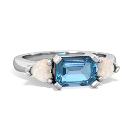 Blue Topaz Three Stone 14K White Gold ring R5235