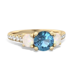 Blue Topaz Pave Trellis 14K Yellow Gold ring R5500