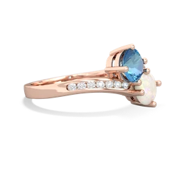 Blue Topaz Channel Set Two Stone 14K Rose Gold ring R5303